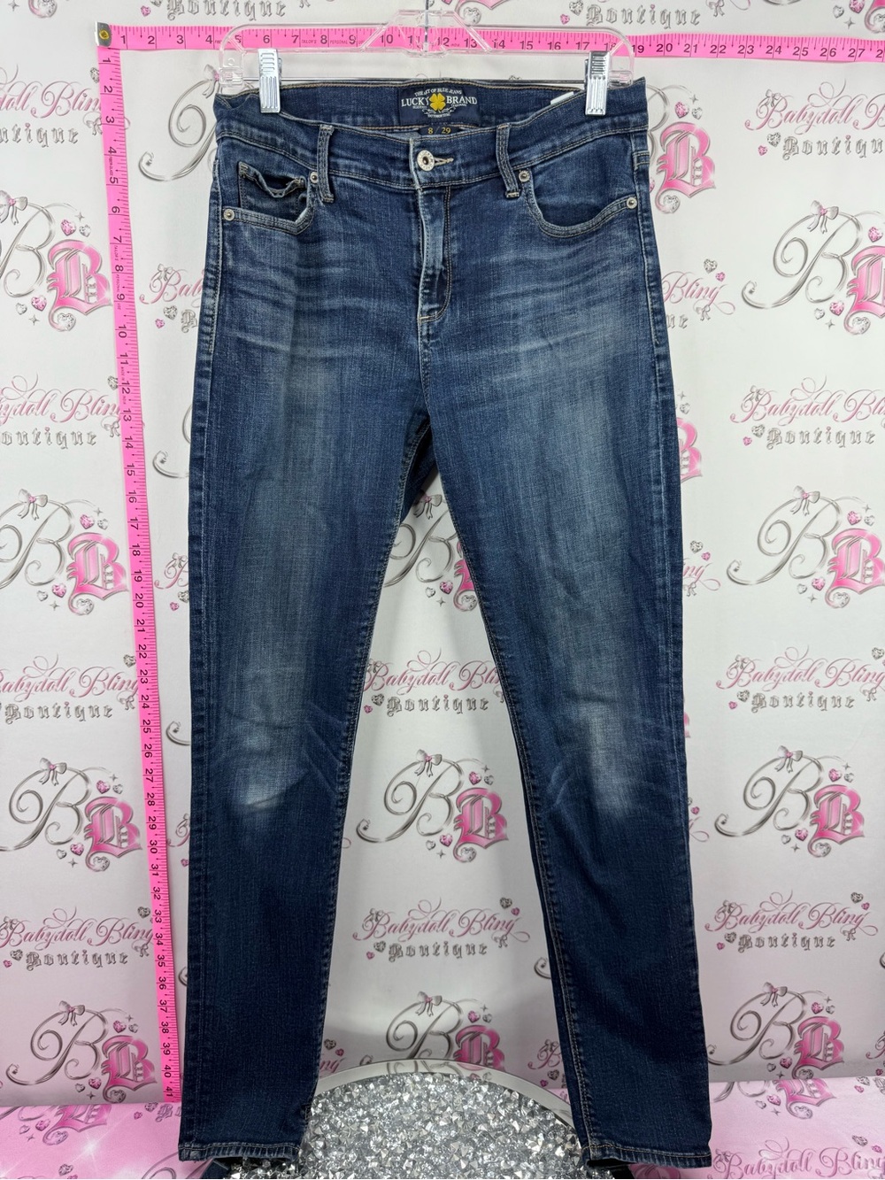 Lucky Brand jeans denim pants Distressed Dark Blue Skinny Jeans size 8/29